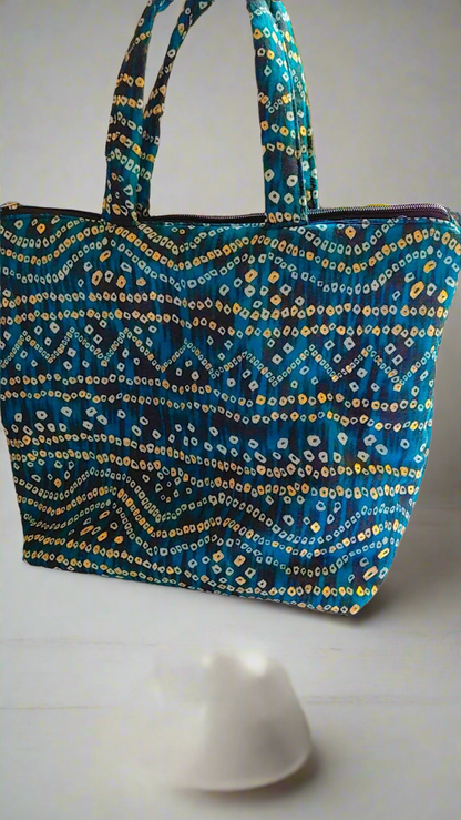 Bandhni print tote bag
