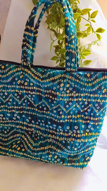 Bandhni print tote bag