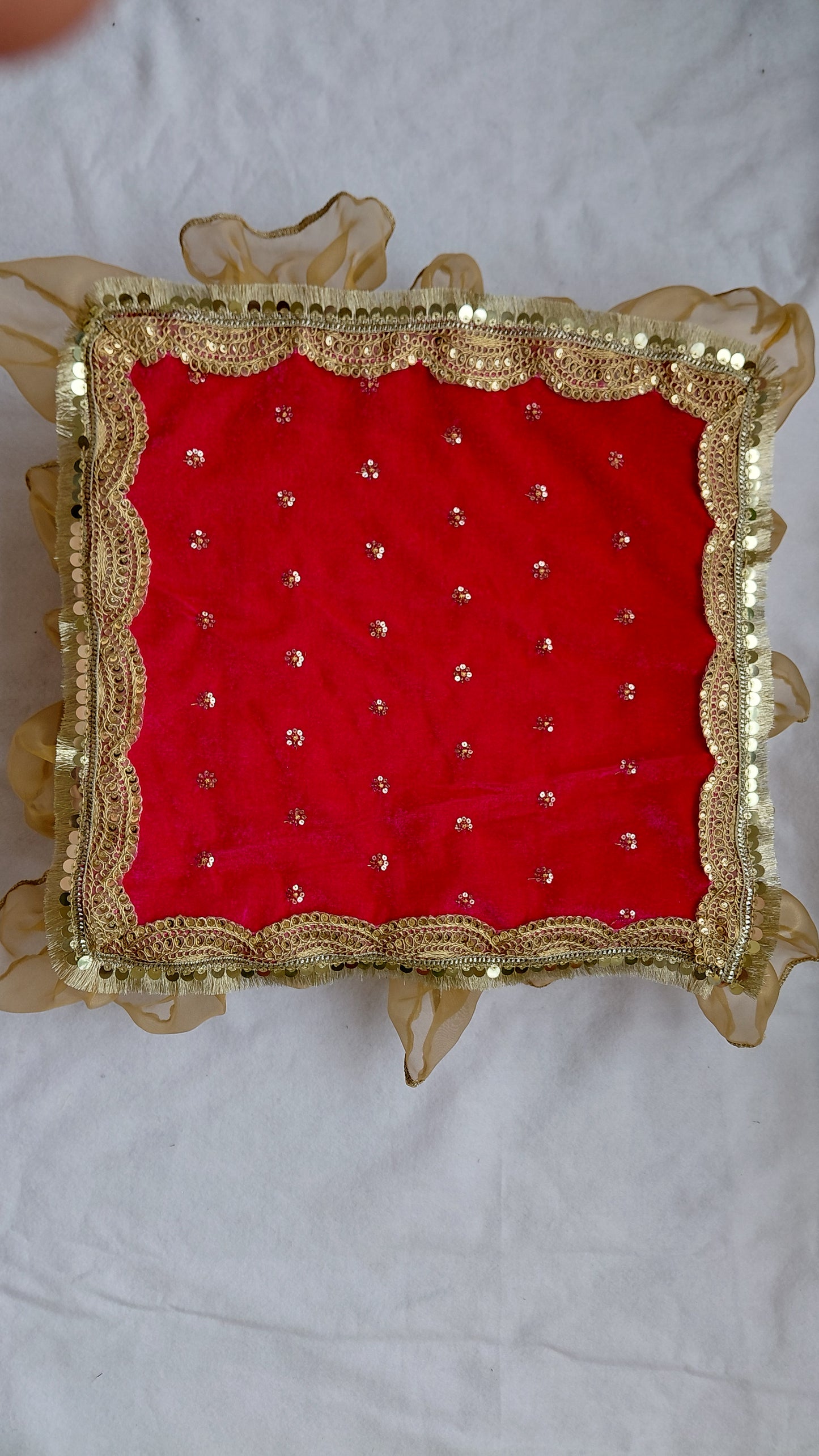 Designer Chowki Aasan Red 16×16 size