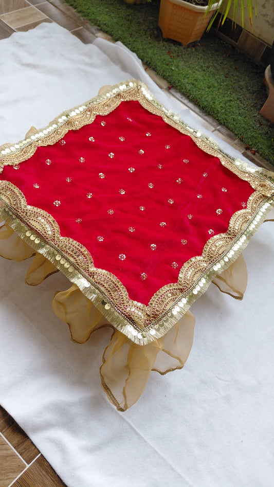 Designer Chowki Aasan Red 16×16 size