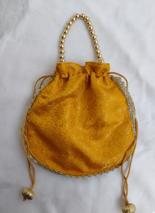 Yellow banarasi potli