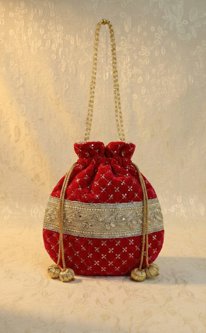 Red bridal potli