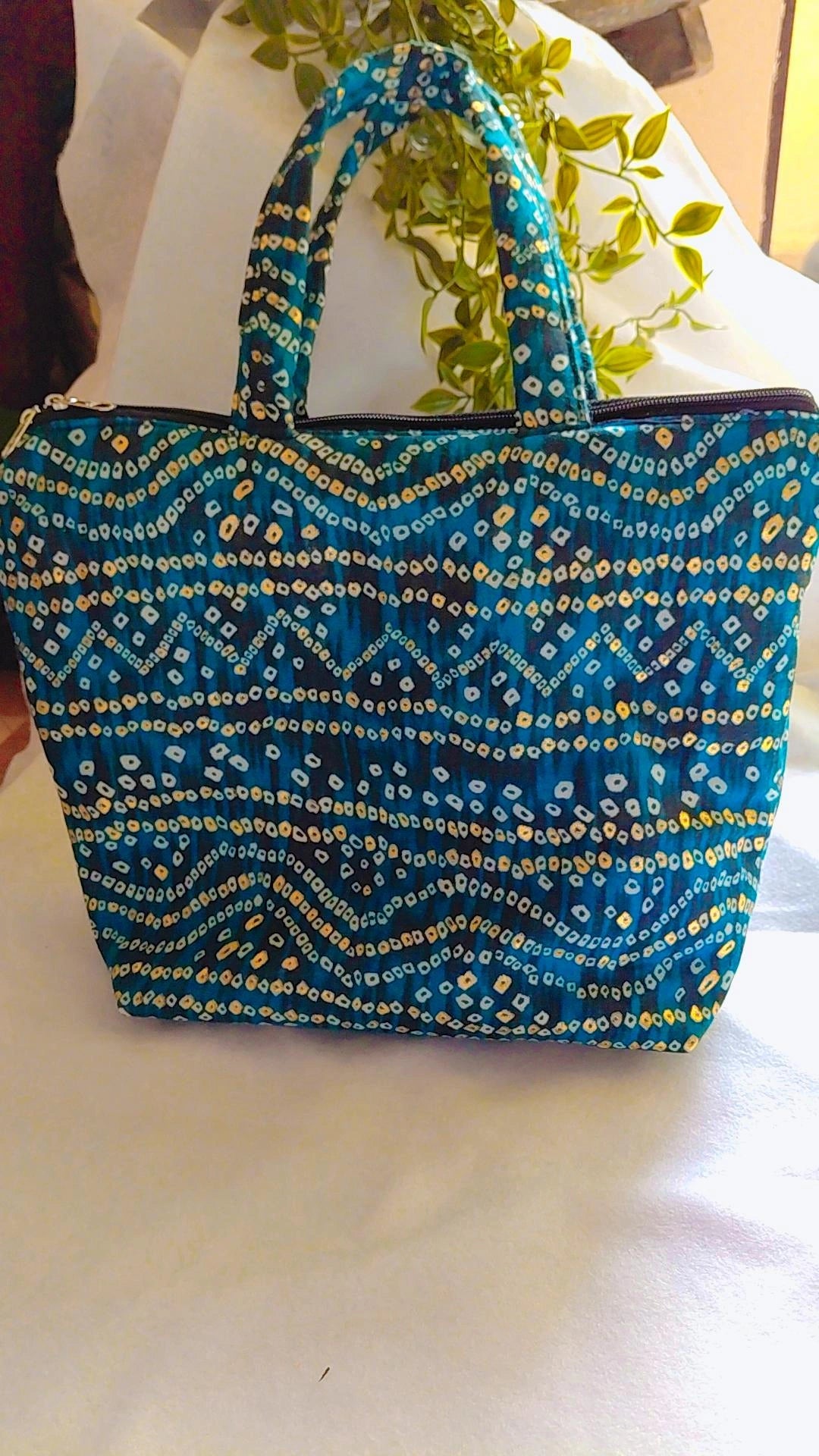 Bandhni print tote bag