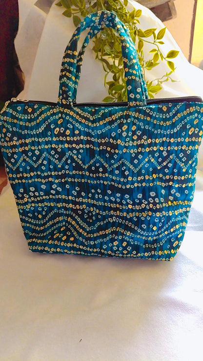 Bandhni print tote bag